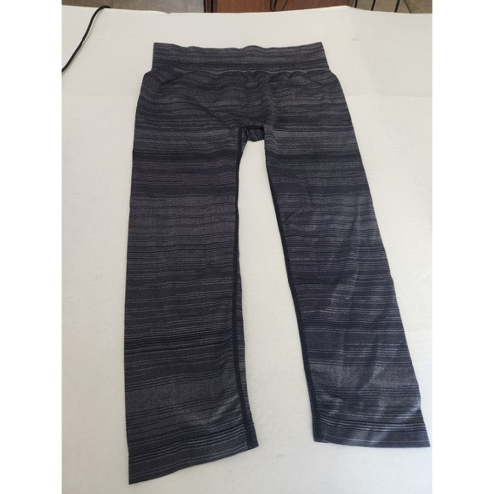 Fabletics Leggings Women's Small Pants‎ Black Gray Striped High Waist Athletic
